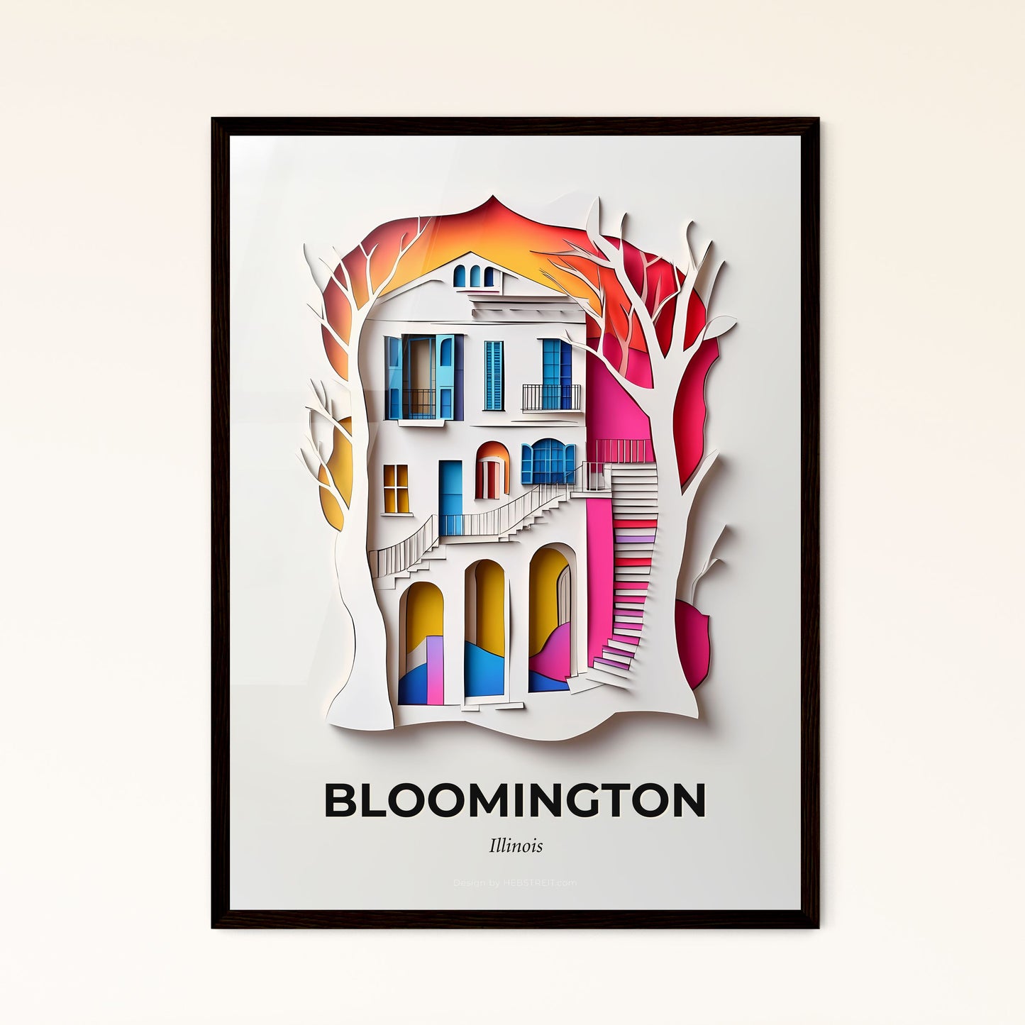 Vivid Bloomington, Illinois - a paper cut of a house with stairs