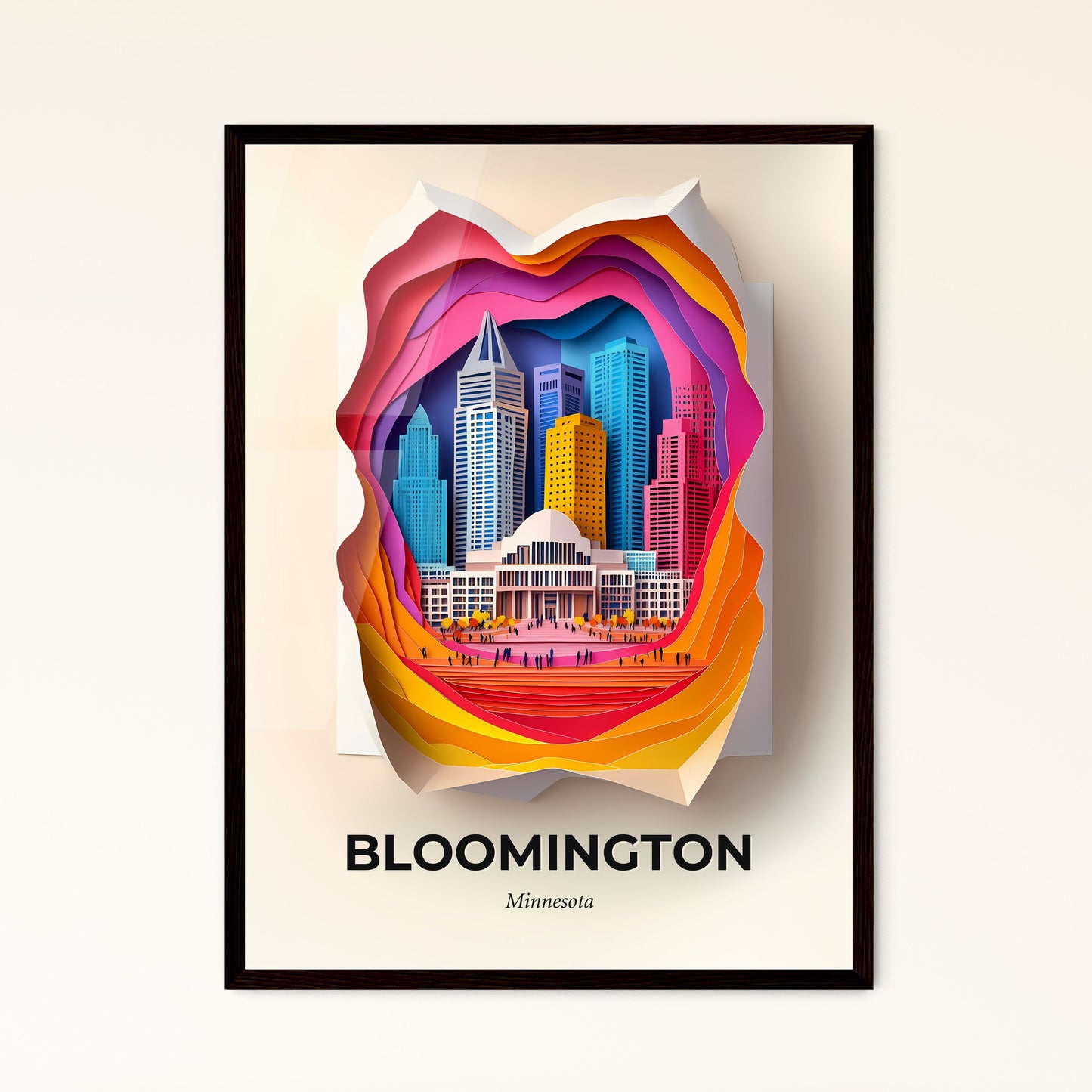 Vivid Bloomington, Minnesota - a paper cut of a city with a heart