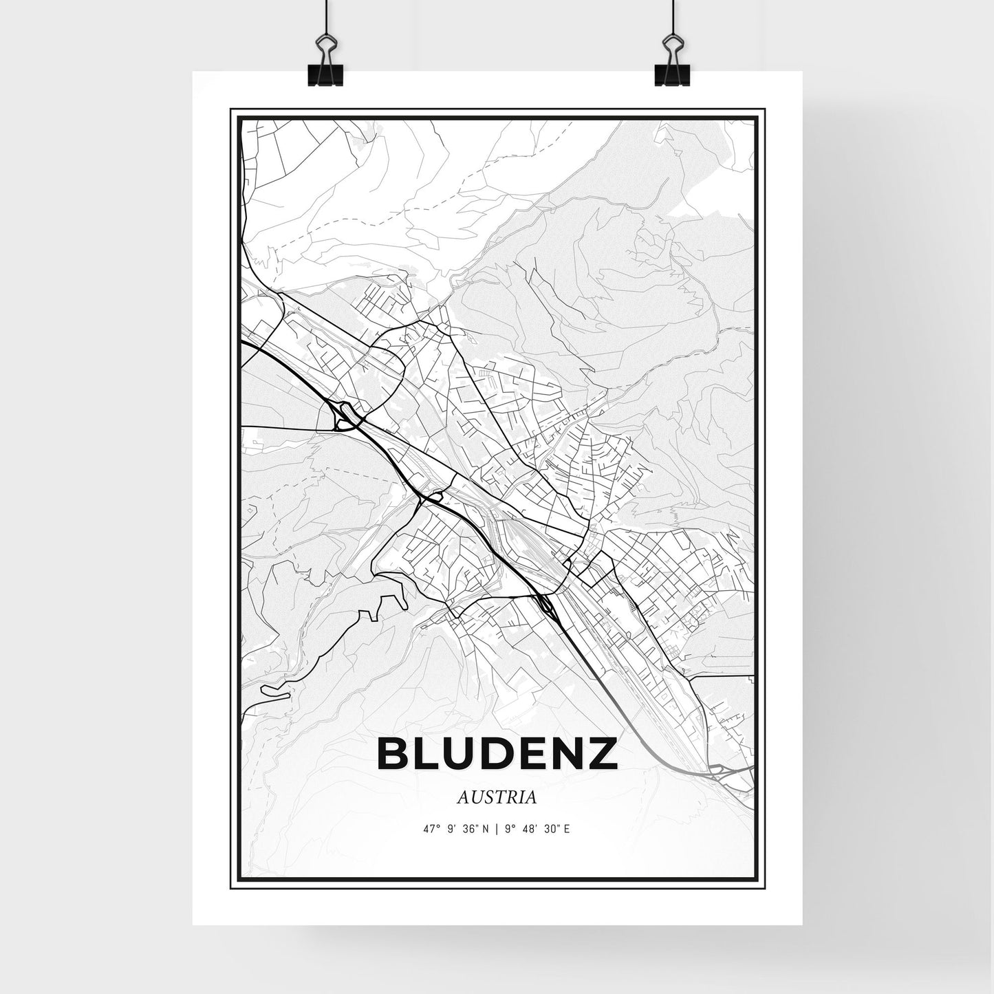 Bludenz Austria - Premium City Map Poster