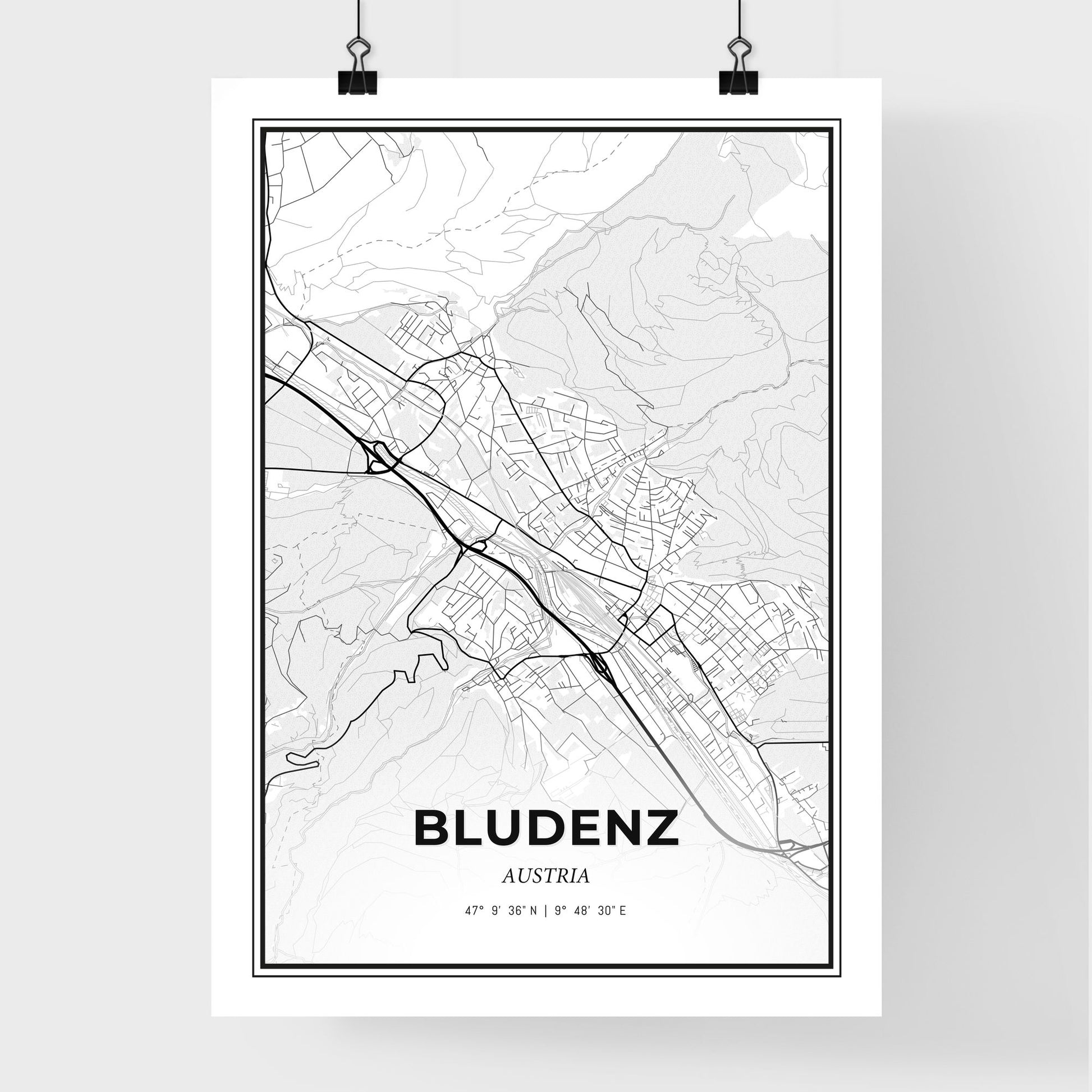 Bludenz Austria - Premium City Map Poster