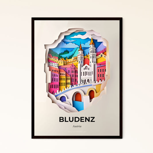 Vivid Bludenz, Austria - a paper cut of a city with a bridge