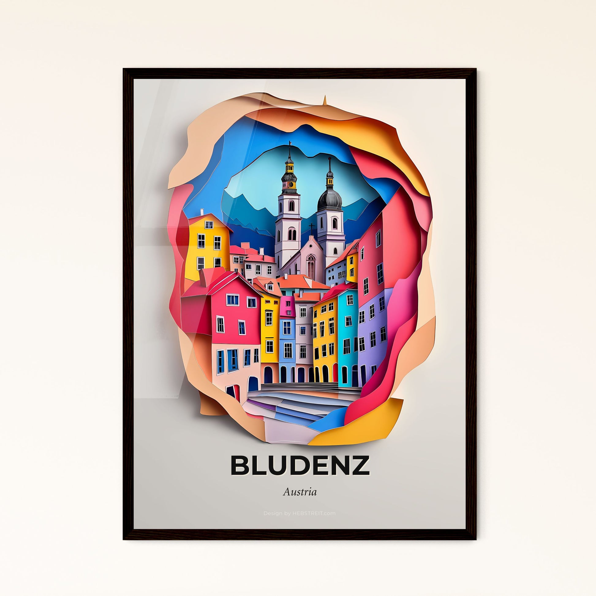 Vivid Bludenz, Austria - a paper cut of a city with a clock on it