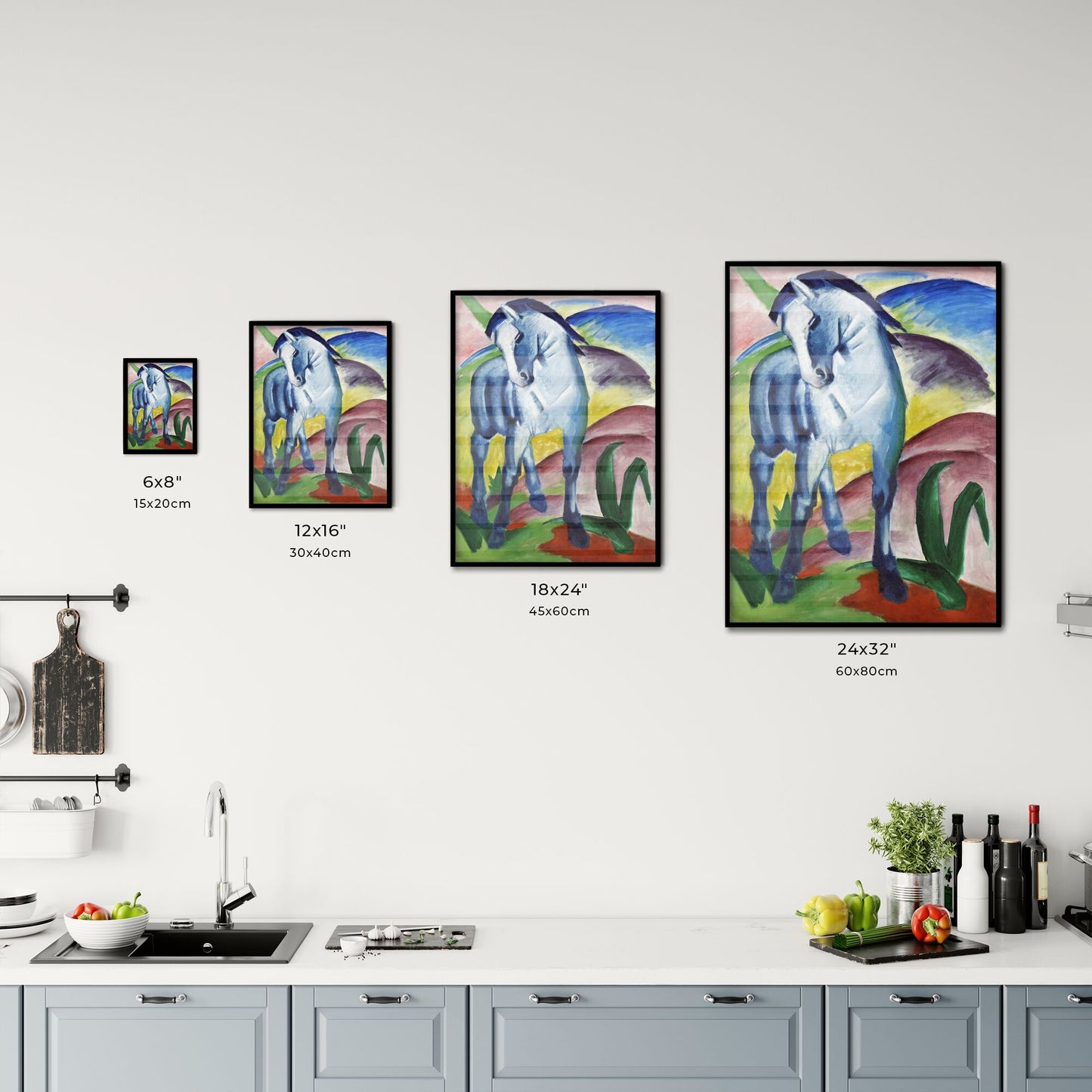 Blue Horse I by Franz Marc Size Chart