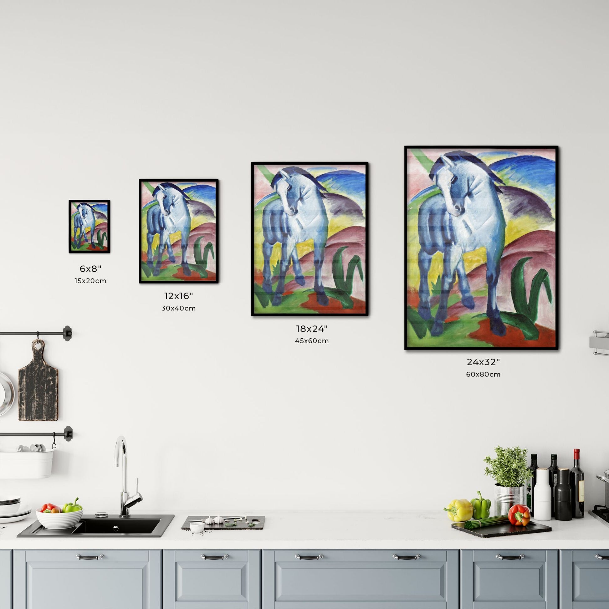 Blue Horse I by Franz Marc Size Chart