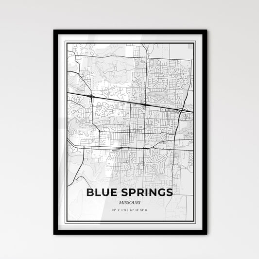 Blue Springs Missouri - Scandinavian Style City Map for Modern Home Decor