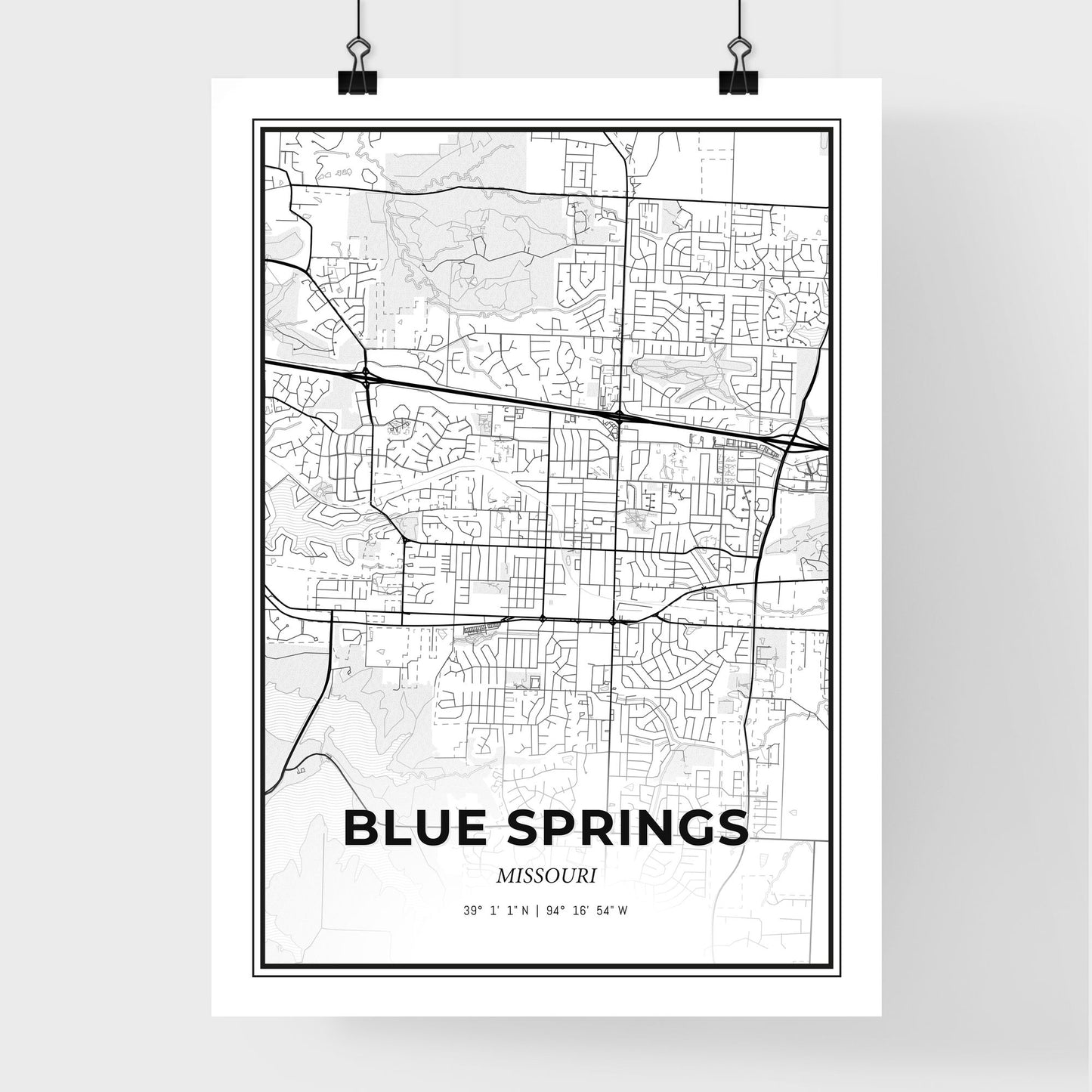 Blue Springs Missouri - Premium City Map Poster