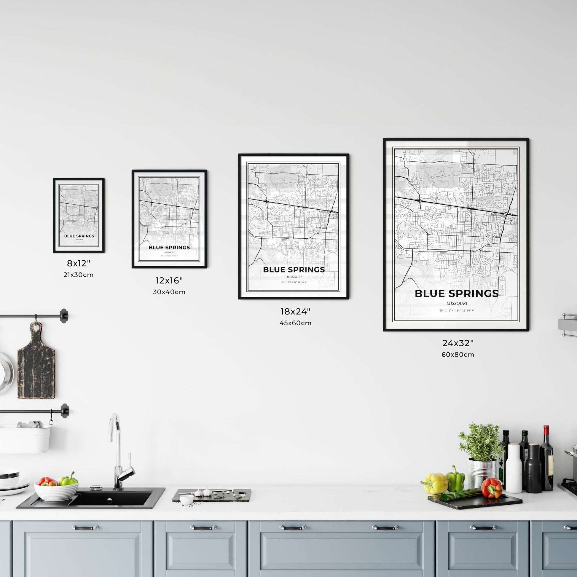 Blue Springs Missouri - Customizable Modern City Map