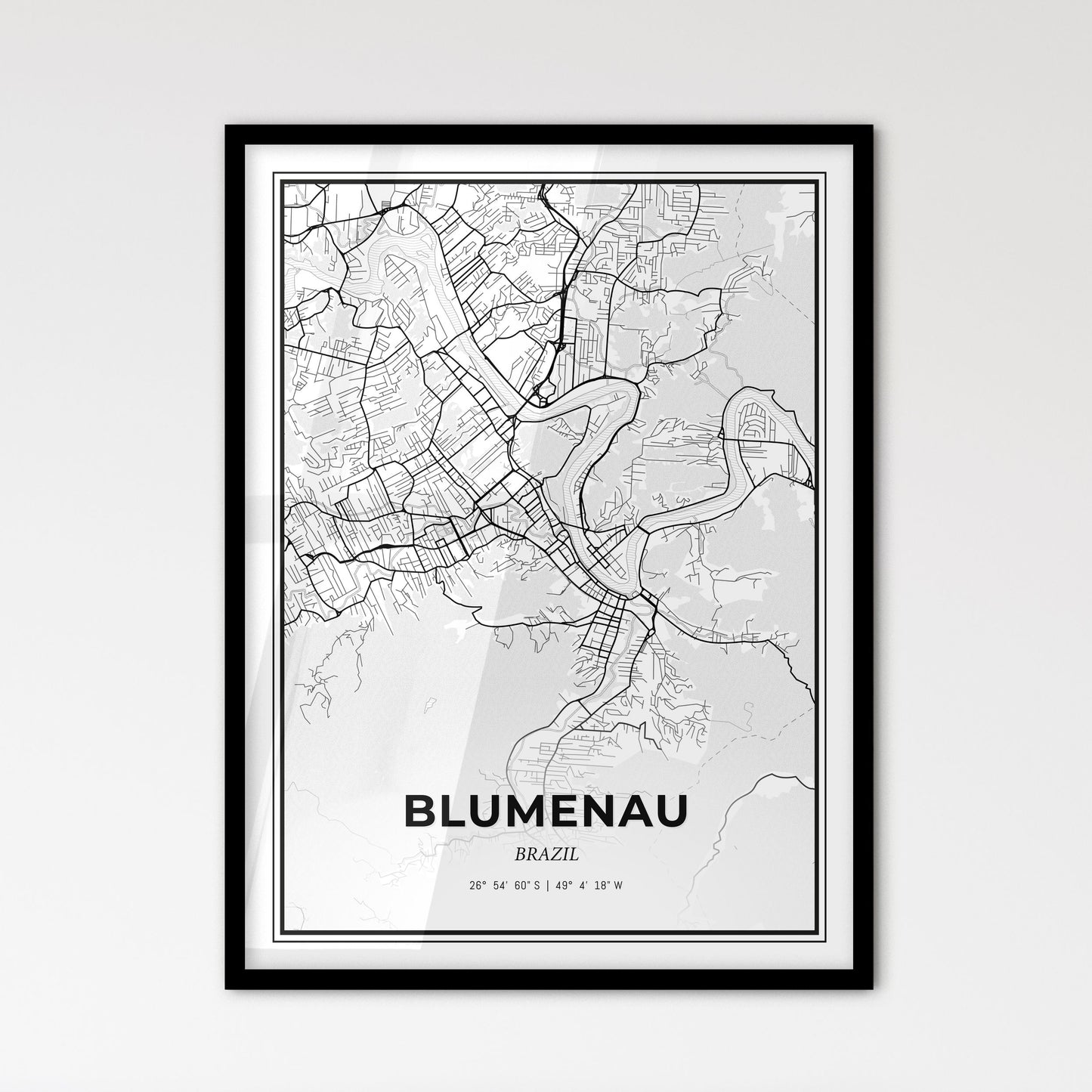 Blumenau Brazil - Scandinavian Style City Map for Modern Home Decor