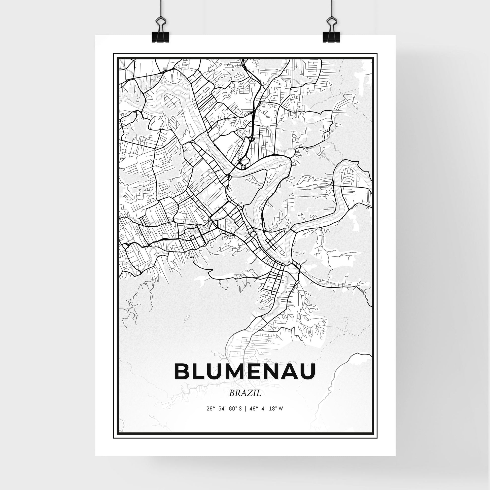 Blumenau Brazil - Premium City Map Poster