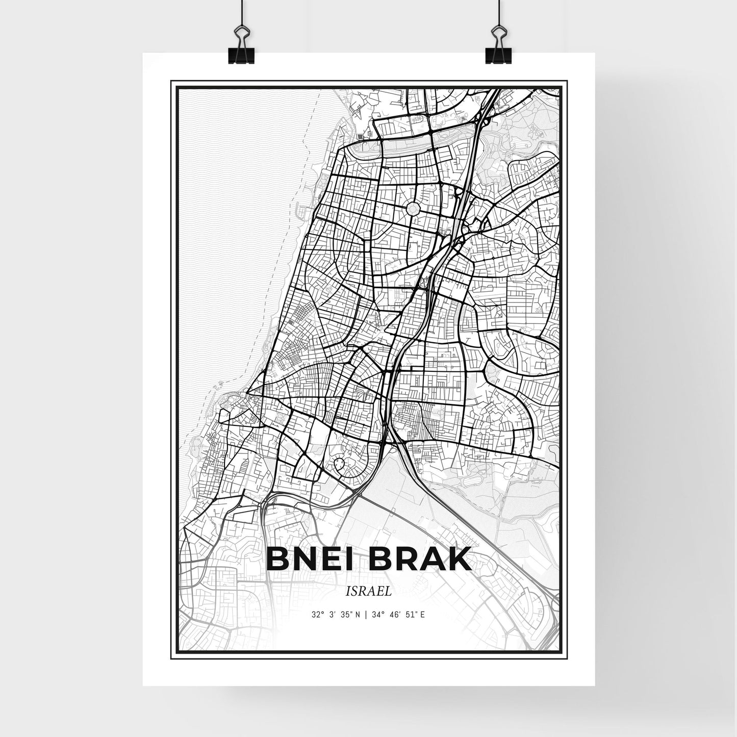 Bnei Brak Israel - Premium City Map Poster