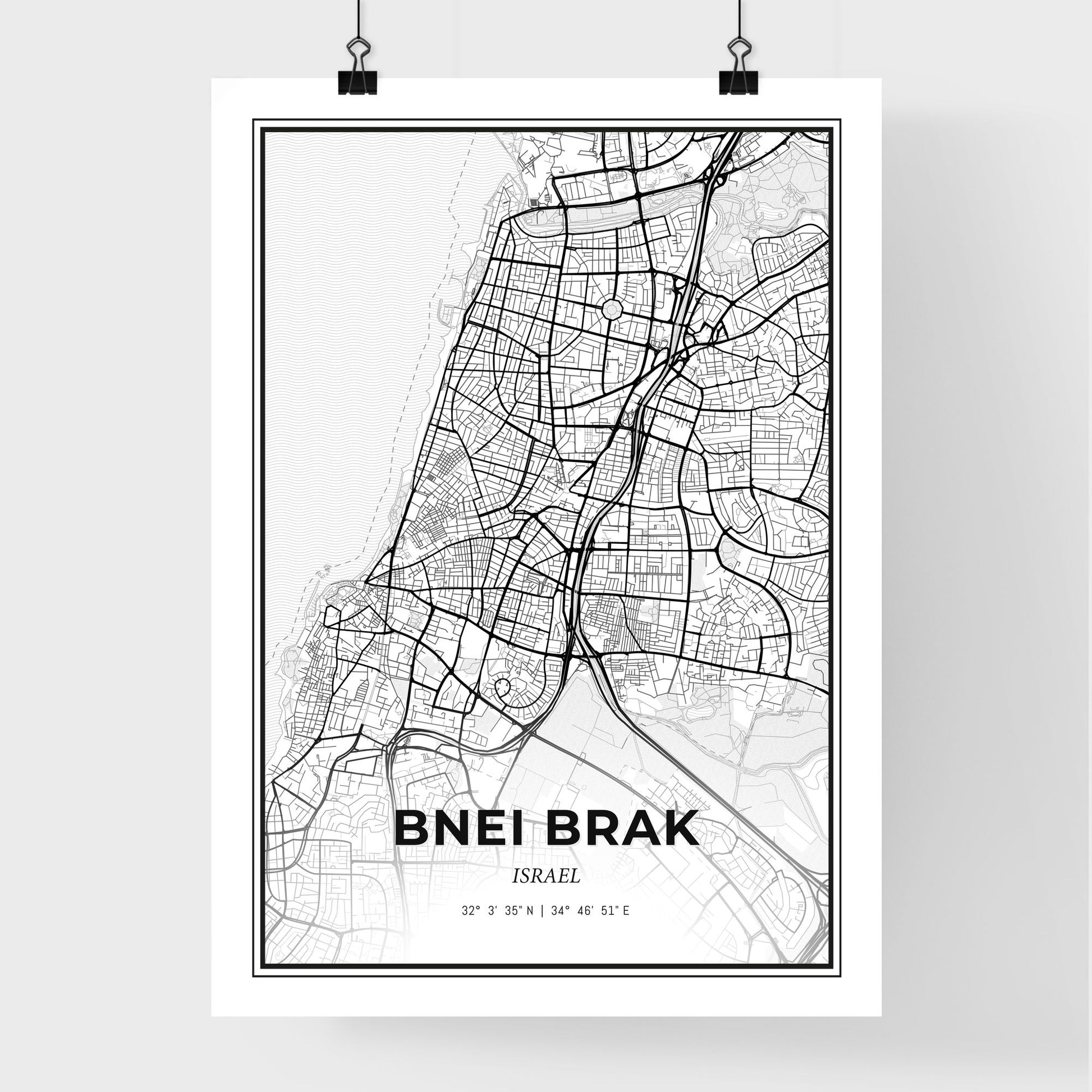 Bnei Brak Israel - Premium City Map Poster