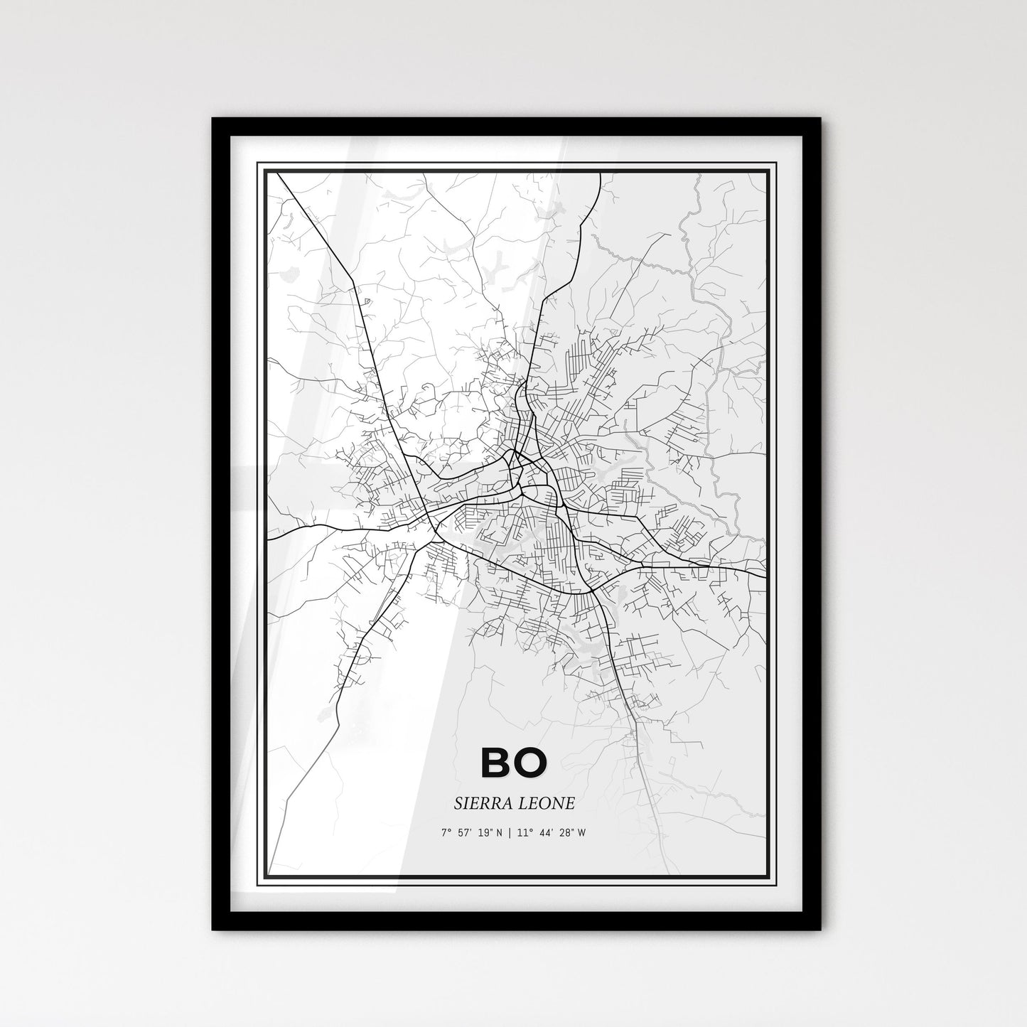 Bo Sierra Leone - Scandinavian Style City Map for Modern Home Decor