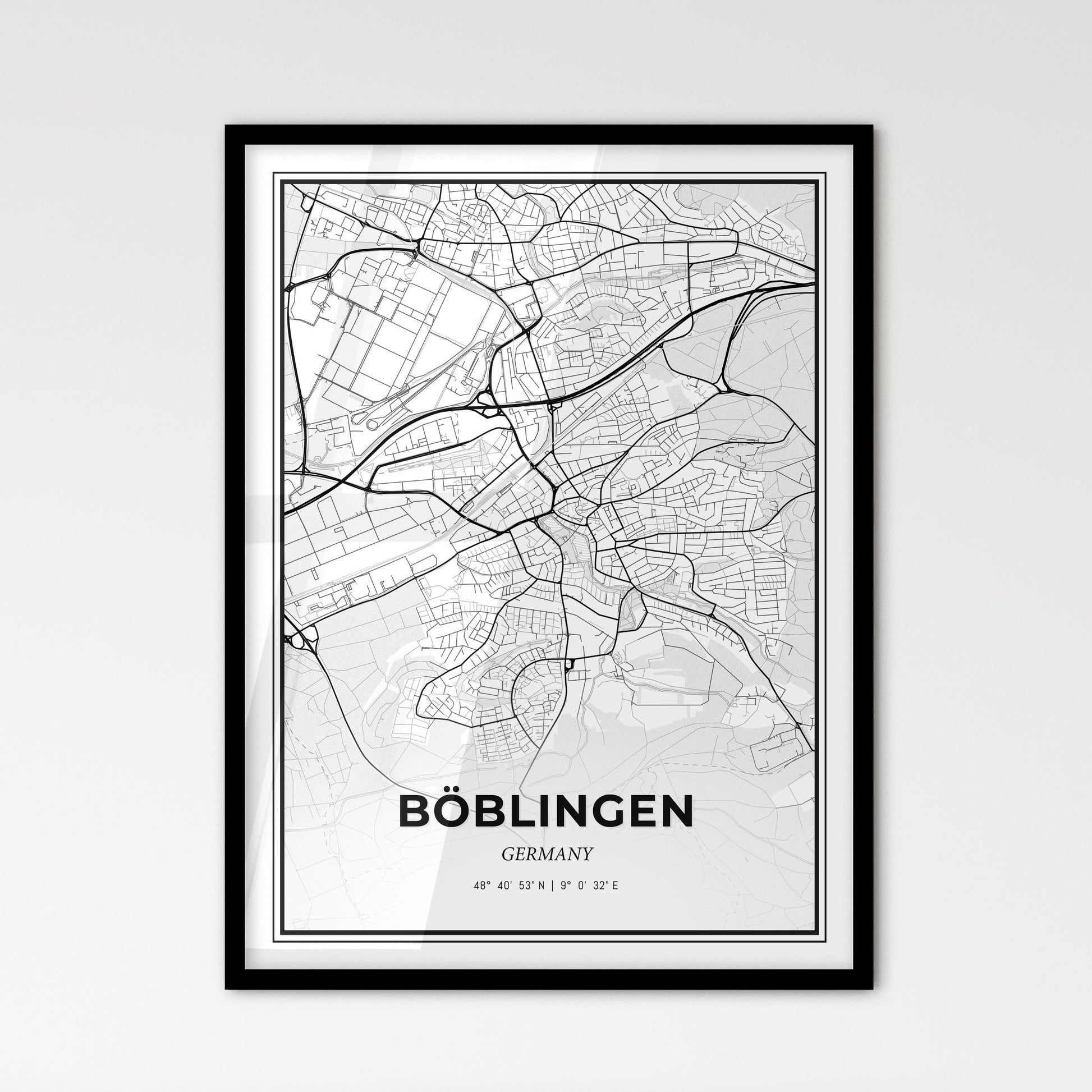 Boblingen Germany - Scandinavian Style City Map for Modern Home Decor