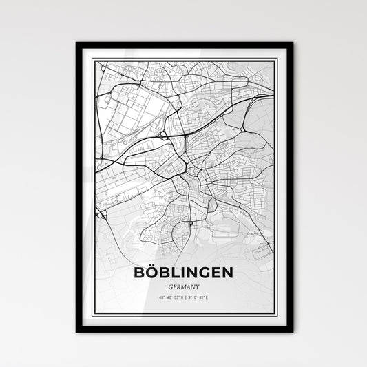 Boblingen Germany - Scandinavian Style City Map for Modern Home Decor