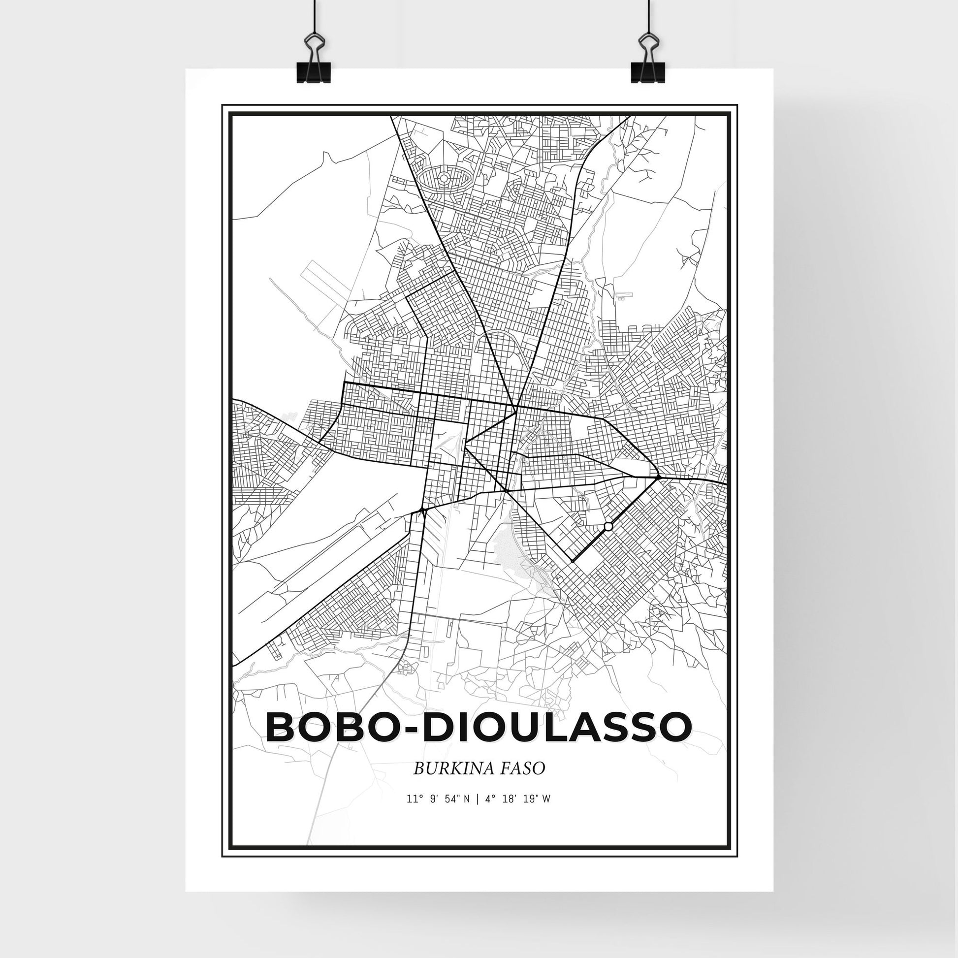 Bobo-Dioulasso Burkina Faso - Premium City Map Poster