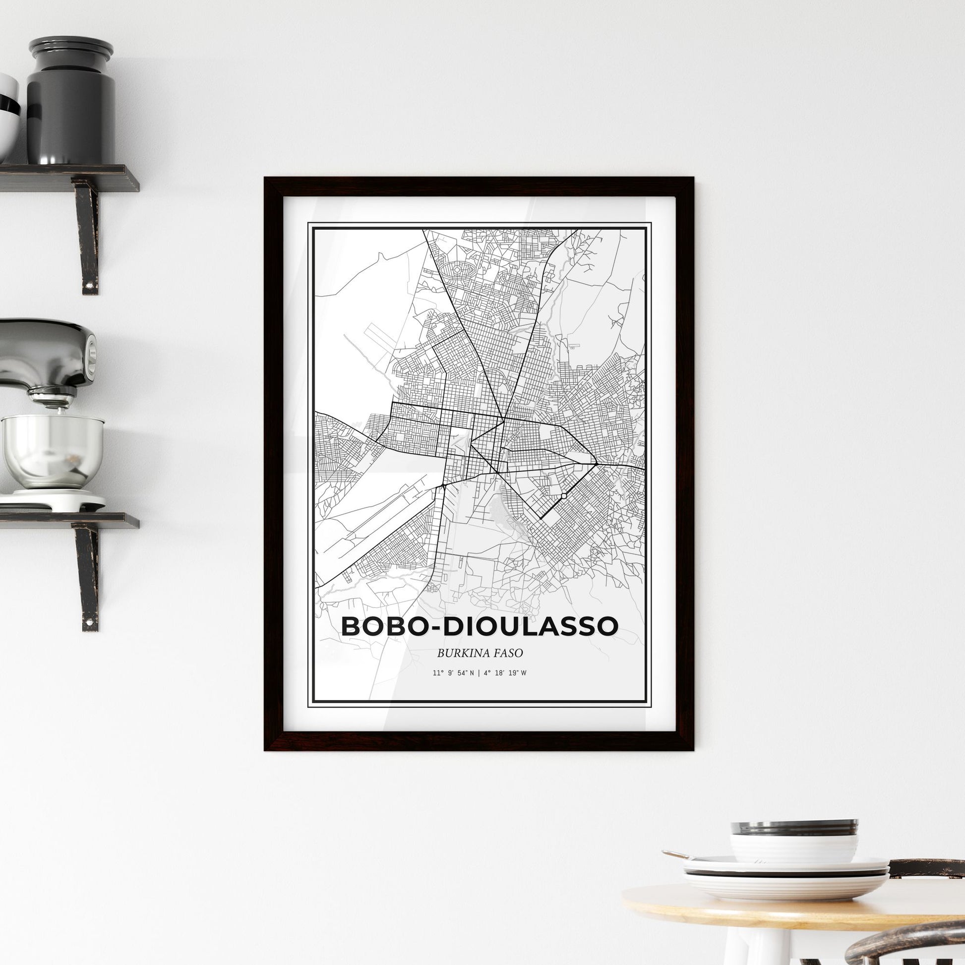 Bobo-Dioulasso Burkina Faso - Minimal City Map