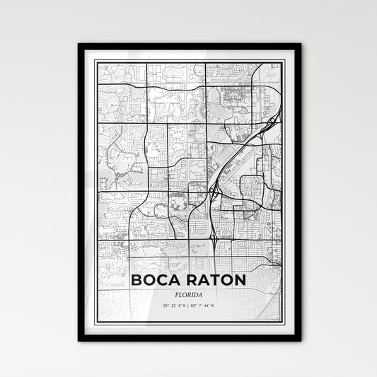 Boca Raton Florida - Scandinavian Style City Map for Modern Home Decor