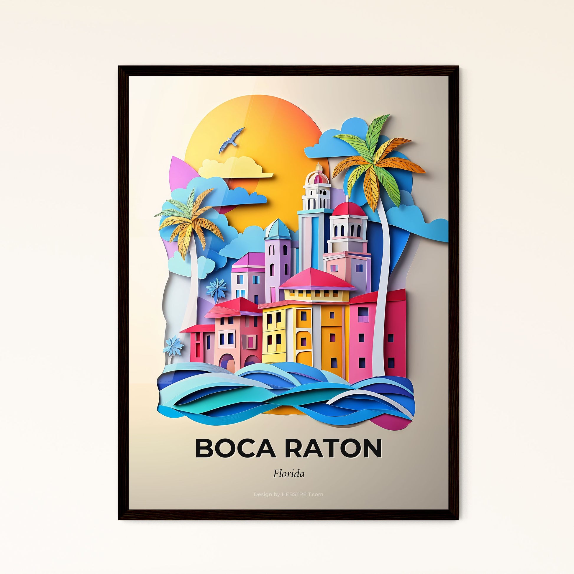 Vivid Boca Raton, Florida - a colorful city with palm trees and a beach