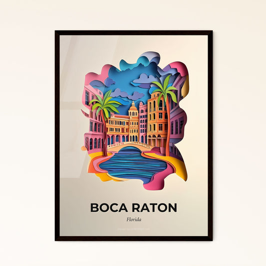 Vivid Boca Raton, Florida - a paper cut of a city with a bridge