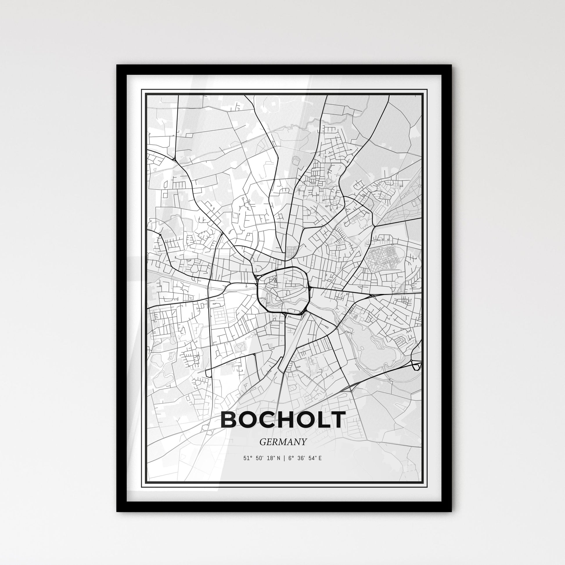 Bocholt Germany - Scandinavian Style City Map for Modern Home Decor