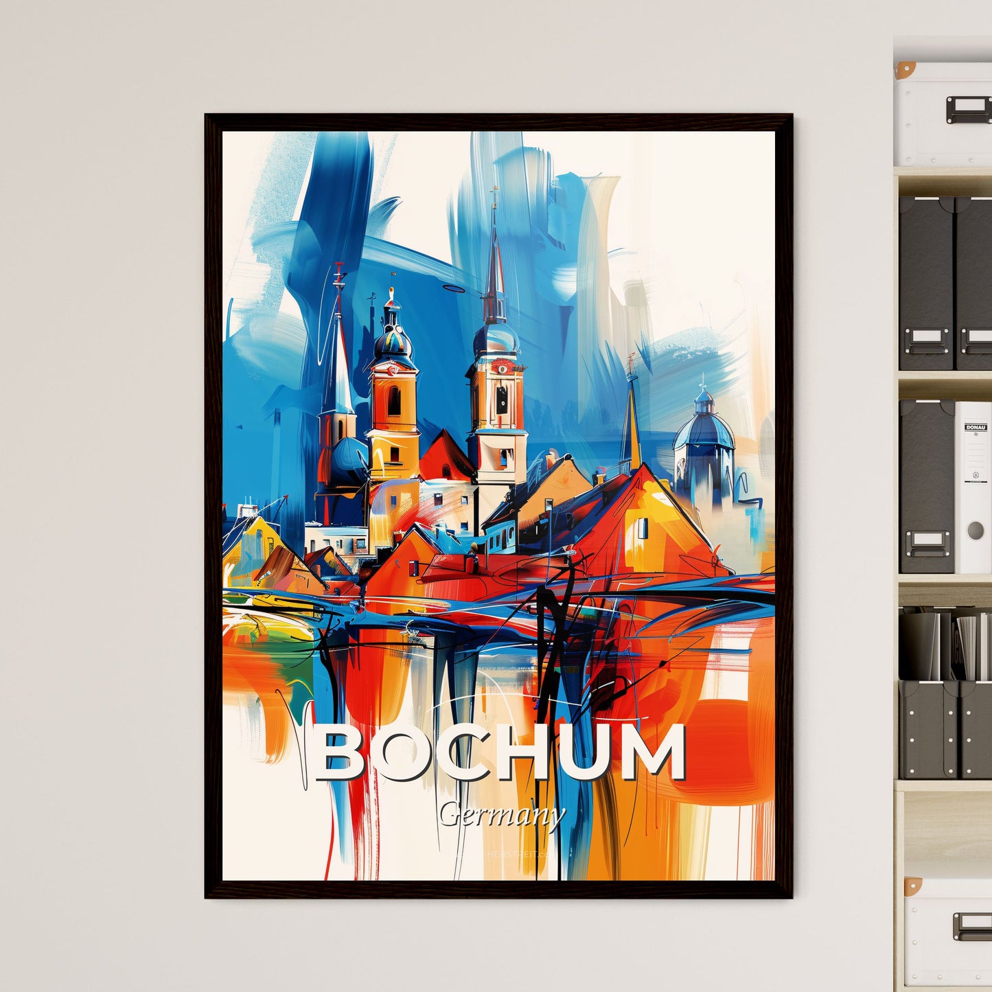 Vibrant Bochum, Germany - A Painting Of A Town