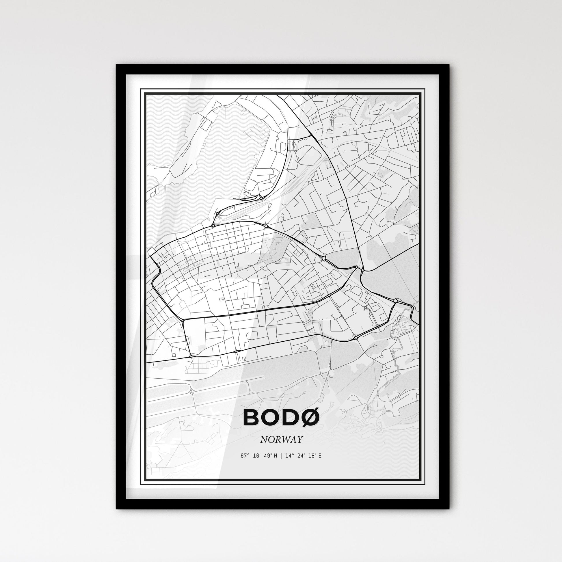 Bodø Norway - Scandinavian Style City Map for Modern Home Decor