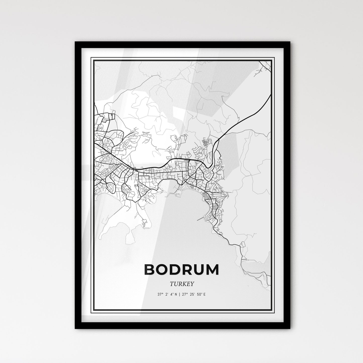 Bodrum Turkey - Scandinavian Style City Map for Modern Home Decor