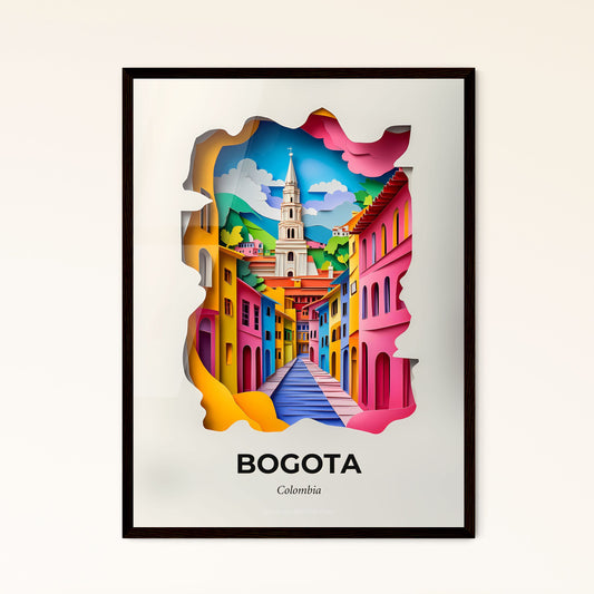 Vivid Bogota, Colombia - a colorful city scene with a church steeple