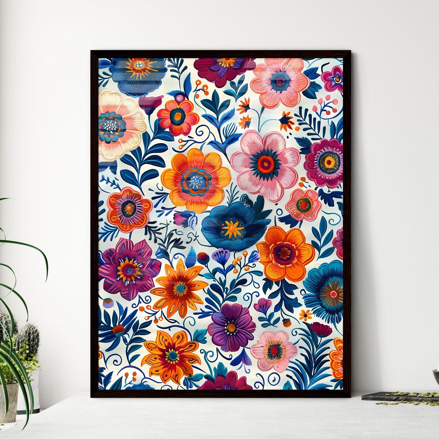 Bohemian Seamless Digital Paper with Vibrant - Framed Art Print