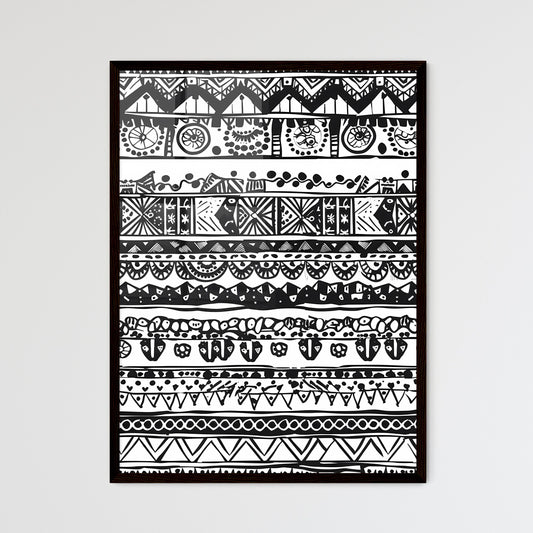 Vibrant Black White Boho Ethnic Tribal Artis - Framed Art Print