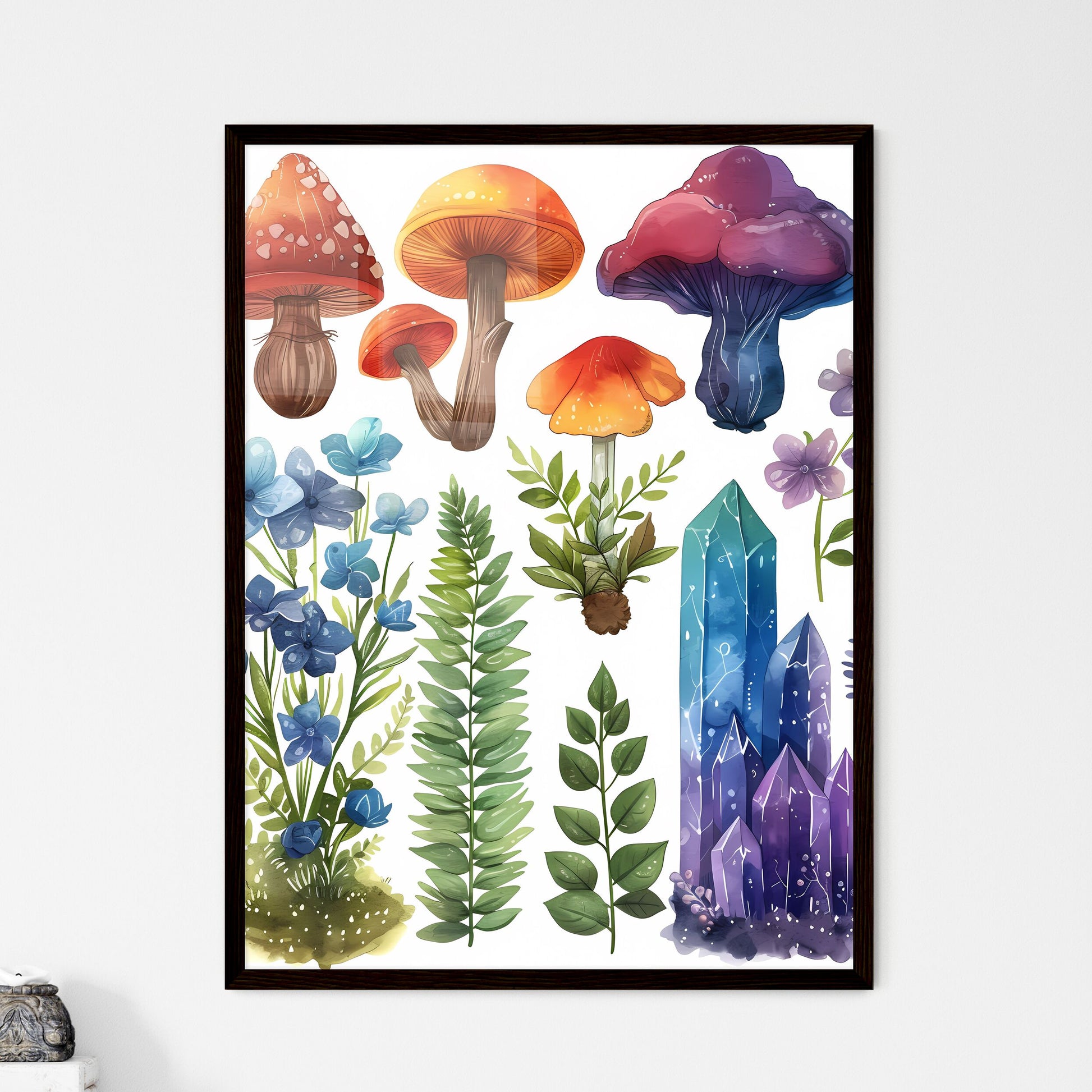 Colorful Boho Rainbow Botanical Element Set  - Framed Art Print
