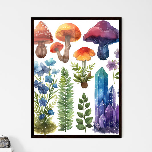 Colorful Boho Rainbow Botanical Element Set  - Framed Art Print