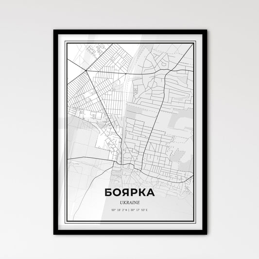 Boiarka Ukraine - Scandinavian Style City Map for Modern Home Decor