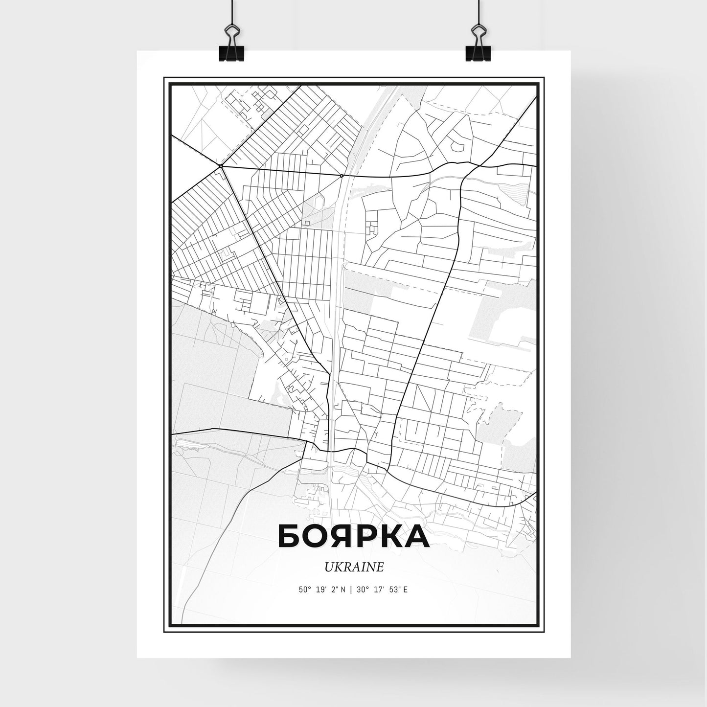 Boiarka Ukraine - Premium City Map Poster