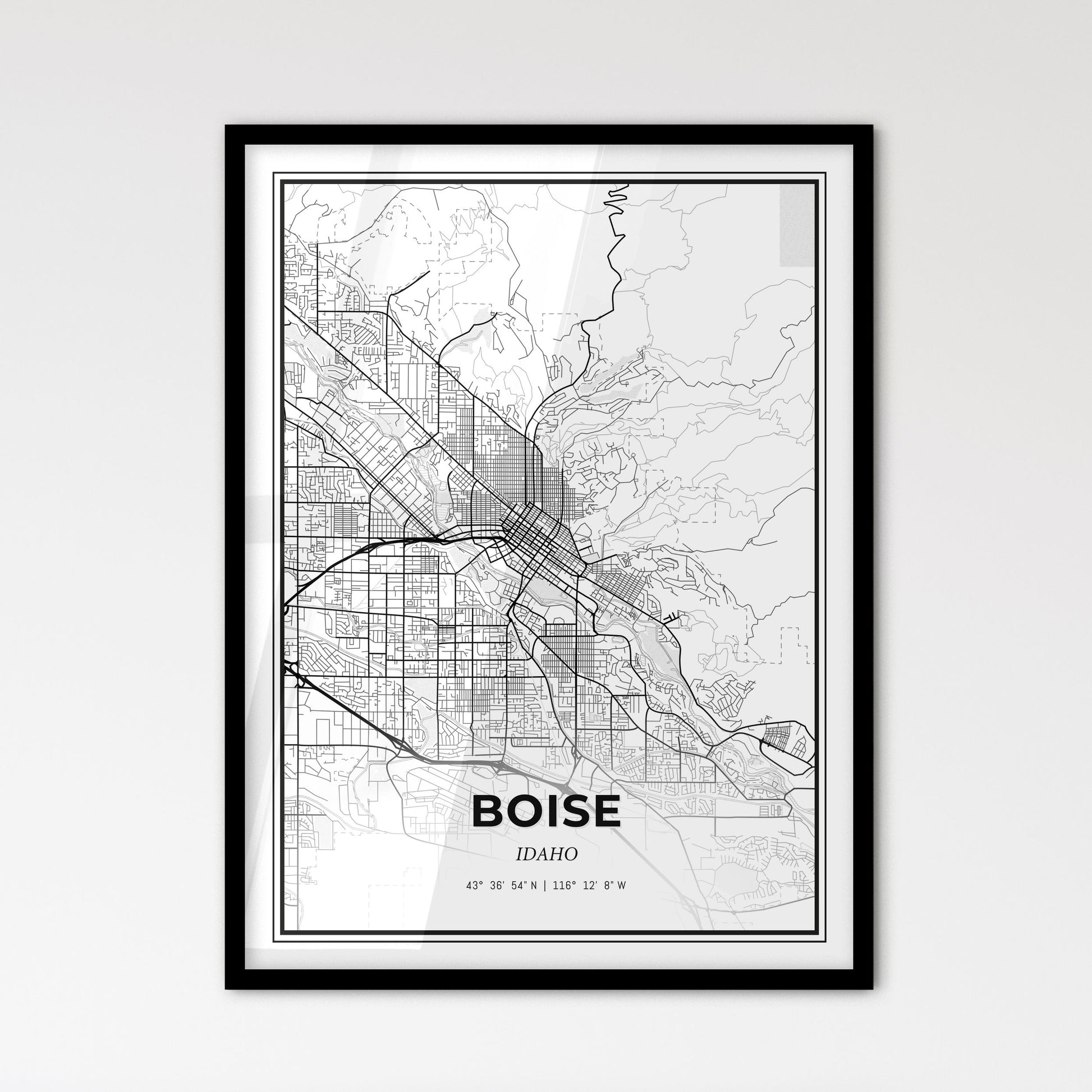 Boise Idaho - Scandinavian Style City Map for Modern Home Decor