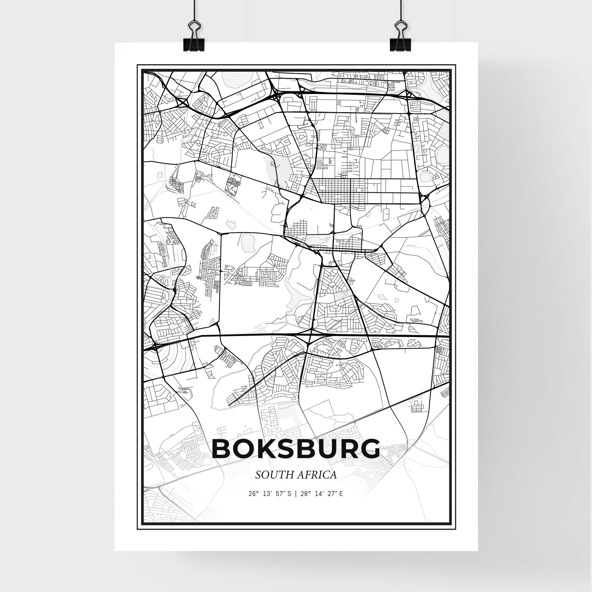 Boksburg South Africa - Premium City Map Poster