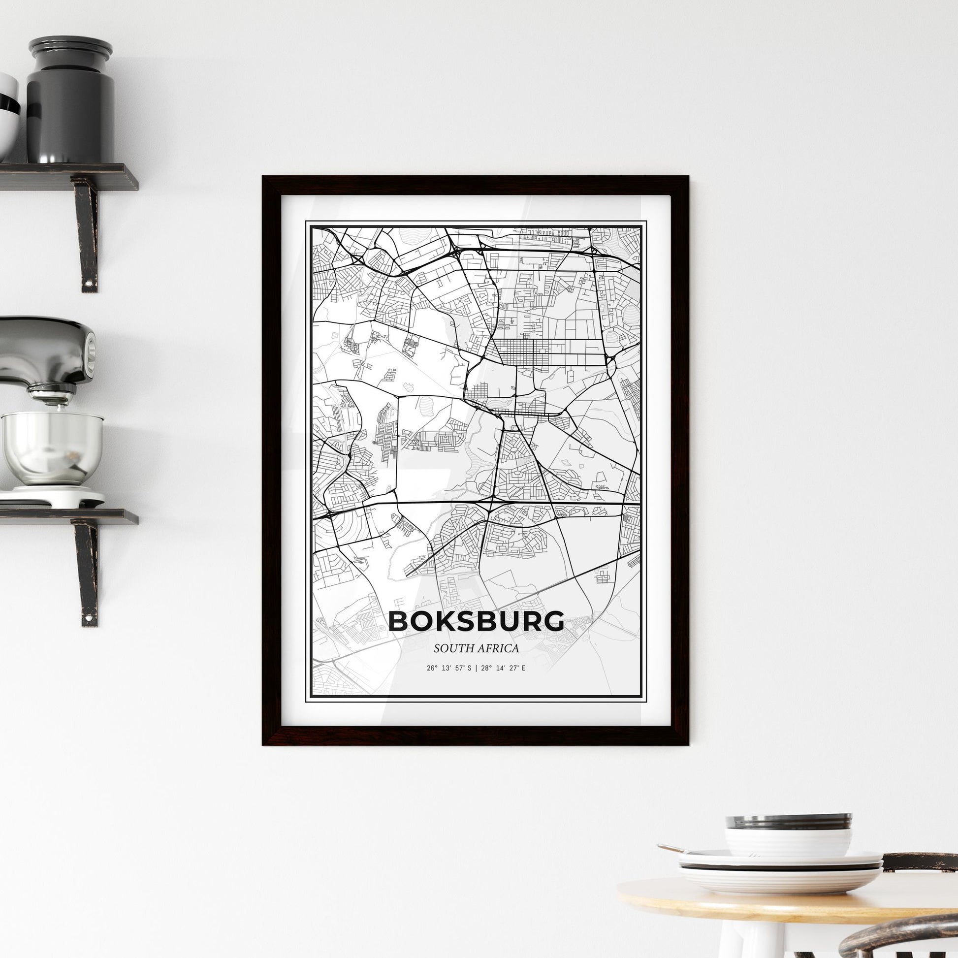 Boksburg South Africa - Minimal City Map