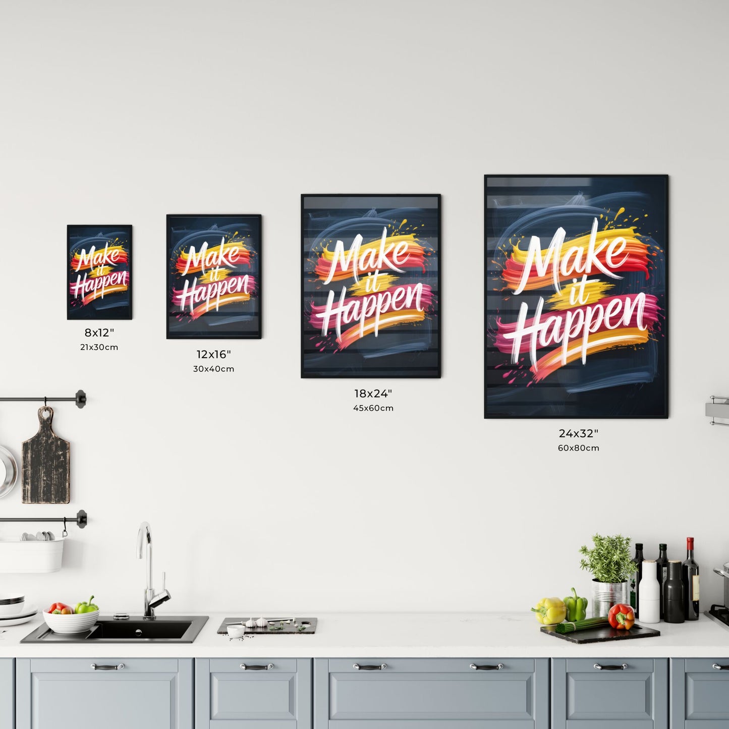 Bold and Inspiring Motivational Quote with Colorful Brush Strokes on a Dark Background. Chart