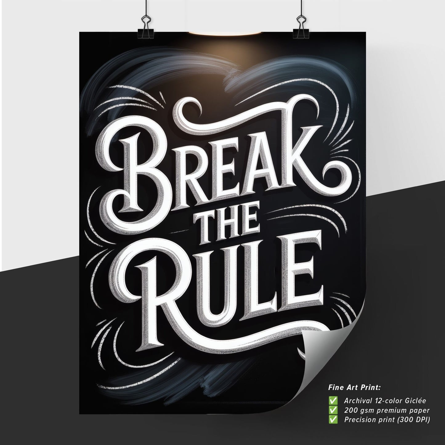 Bold Typography Artwork: Break the Rule - Creative Inspiration for Designers and Motivational Spaces.
