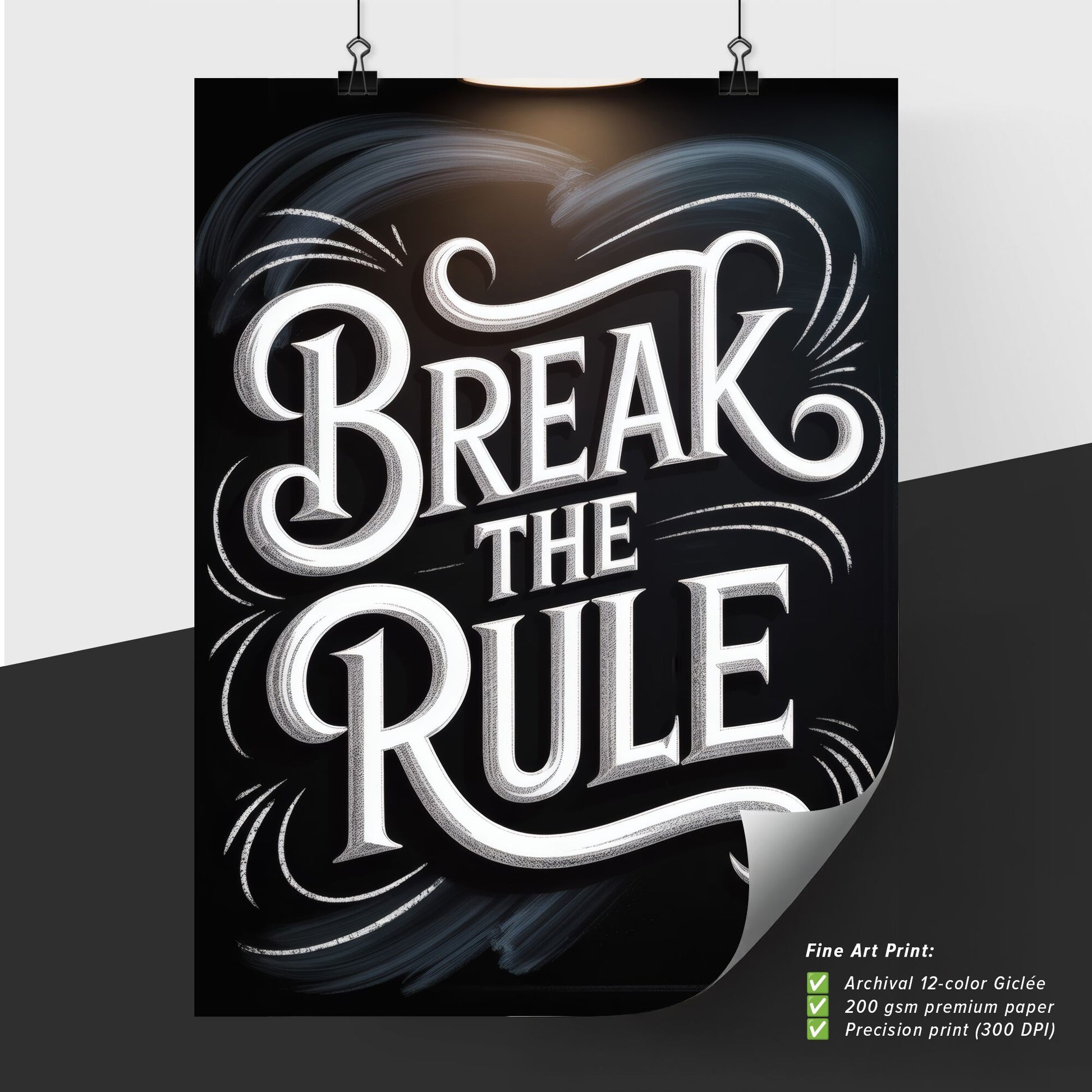 Bold Typography Artwork: Break the Rule - Creative Inspiration for Designers and Motivational Spaces.