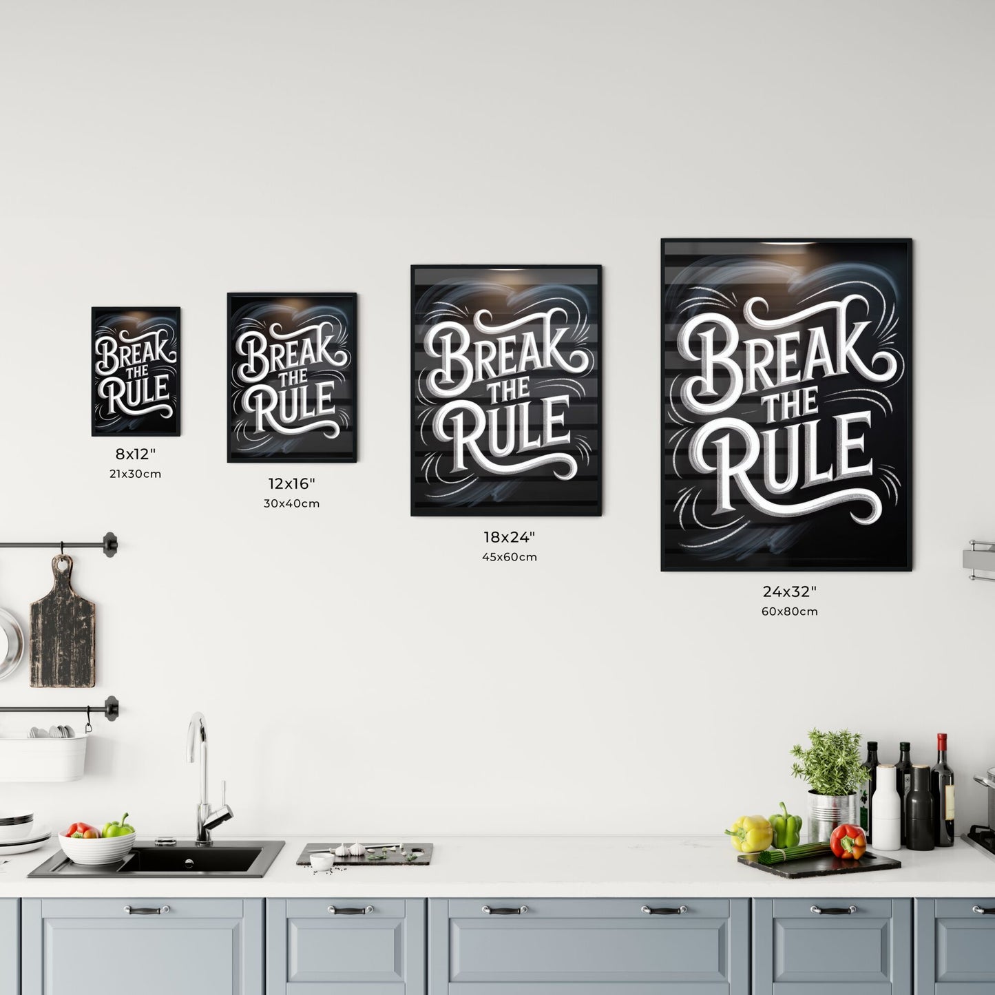 Bold Typography Artwork: Break the Rule - Creative Inspiration for Designers and Motivational Spaces. Chart