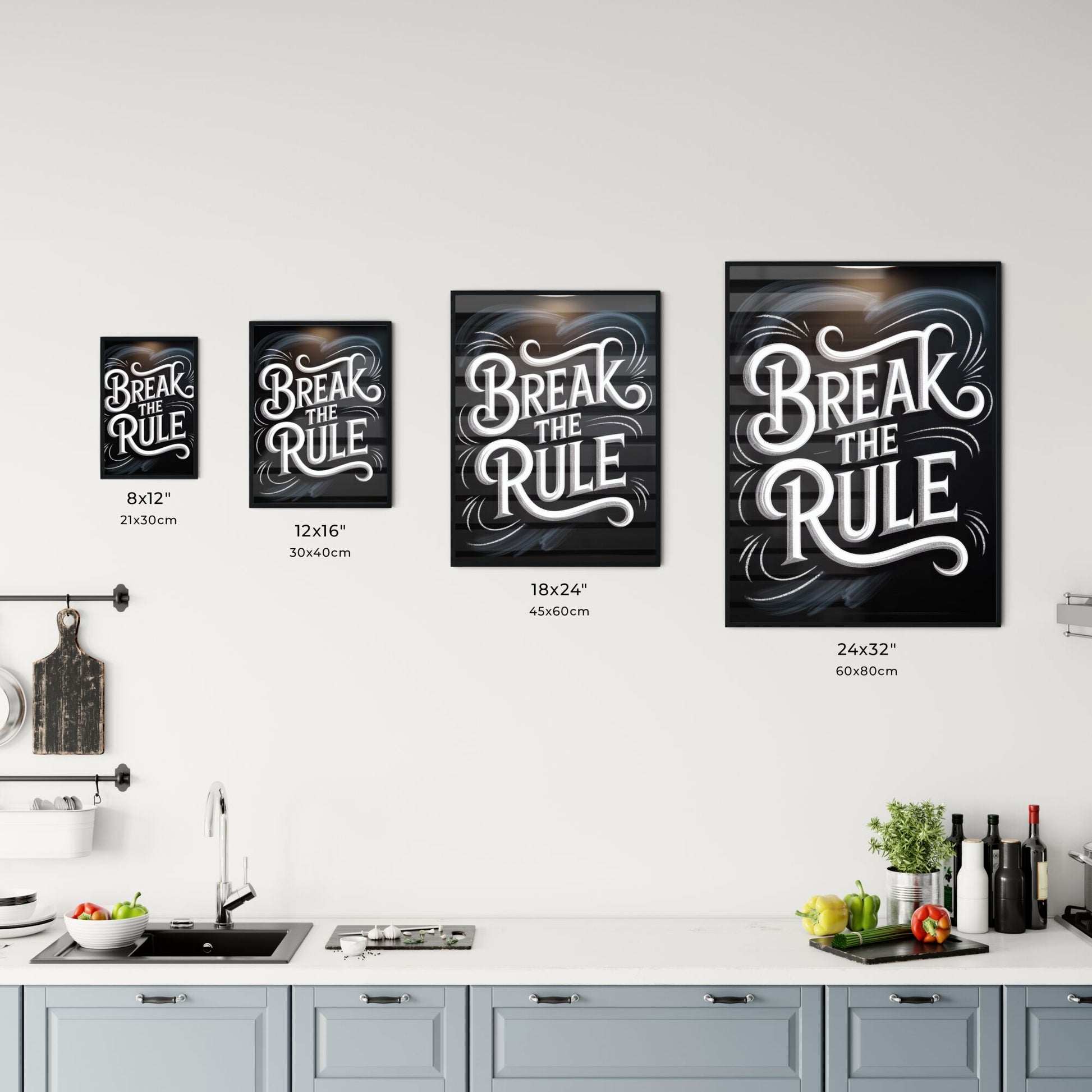 Bold Typography Artwork: Break the Rule - Creative Inspiration for Designers and Motivational Spaces. Chart