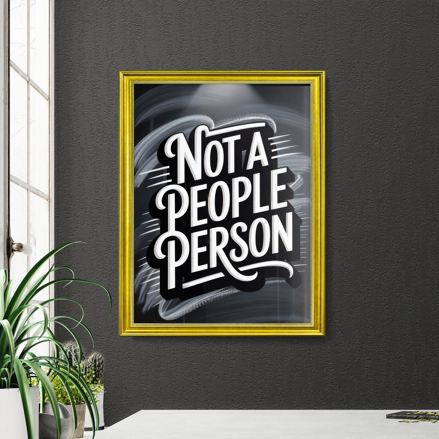 Bold Typography Design: Not a People Person on Dynamic Background
