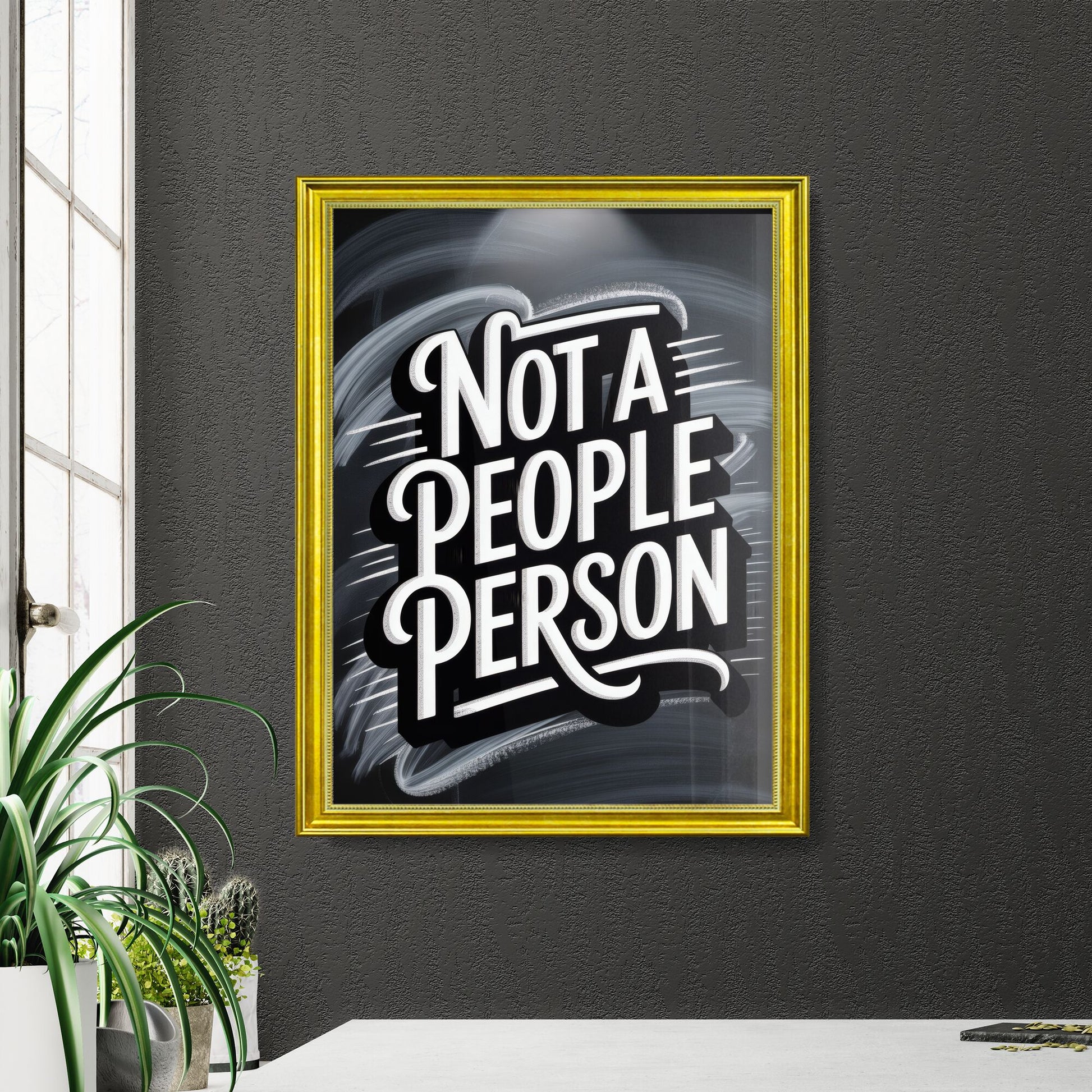 Bold Typography Design: Not a People Person on Dynamic Background