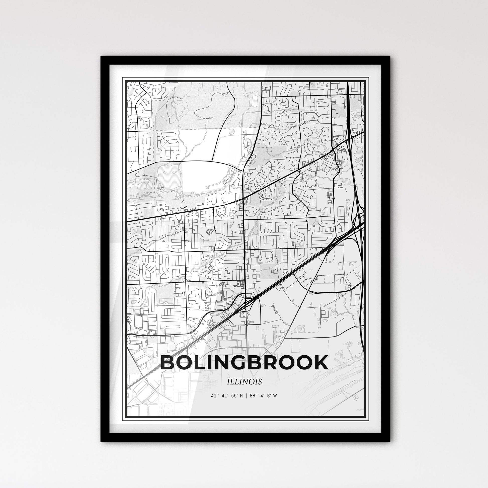 Bolingbrook Illinois - Scandinavian Style City Map for Modern Home Decor