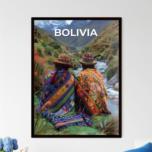 Bolivia South America Painting Art Two People Sitting on the Grass