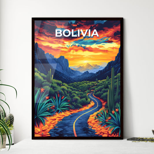 Bolivia, South America - Road Valley Mountains Flowers Landscape Painting Artwork Art