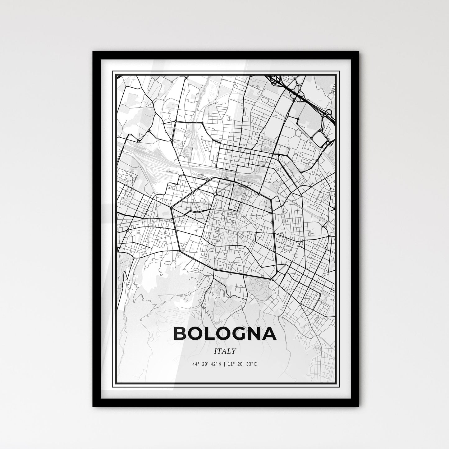 Bologna Italy - Scandinavian Style City Map for Modern Home Decor