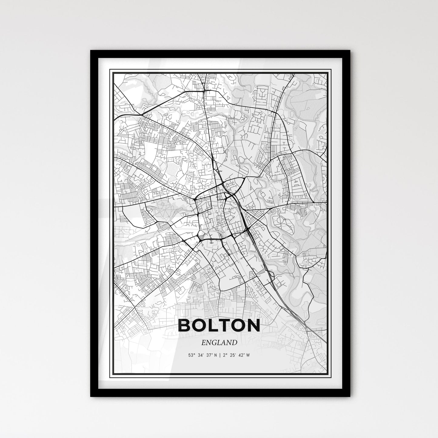 Bolton England - Scandinavian Style City Map for Modern Home Decor