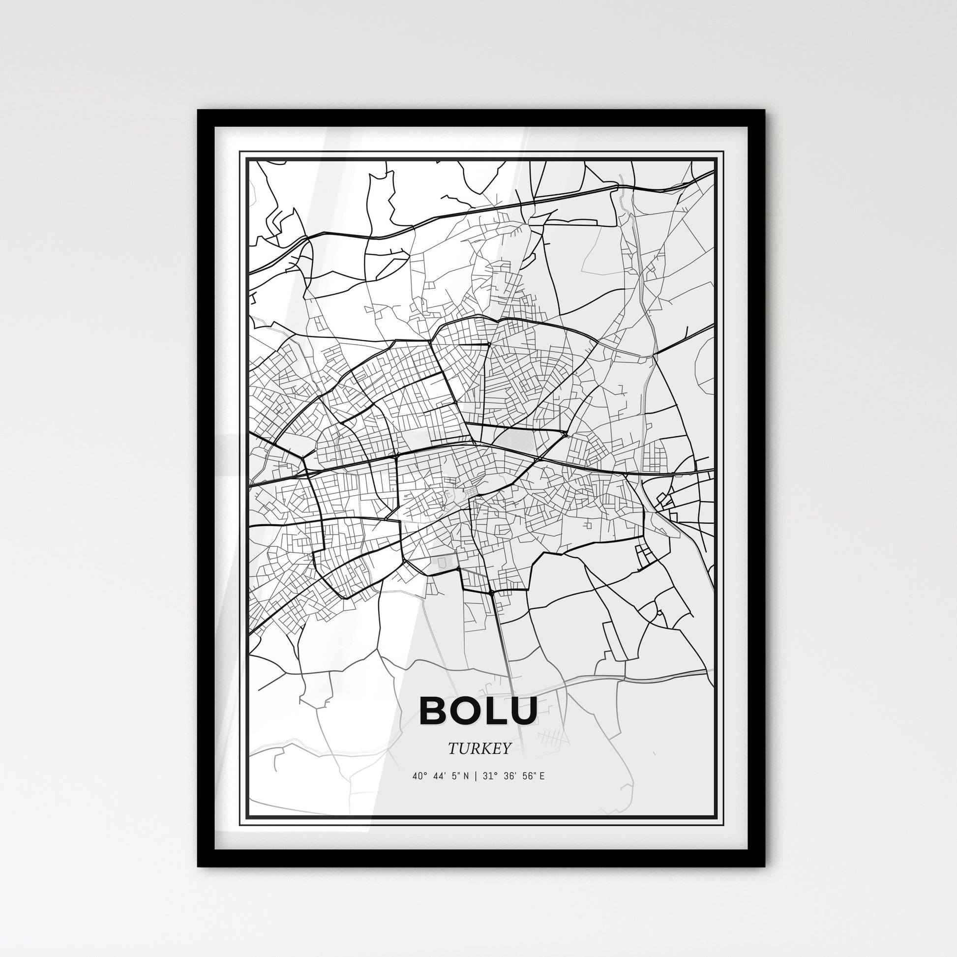 Bolu Turkey - Scandinavian Style City Map for Modern Home Decor